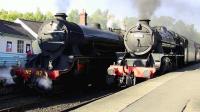 Parallel or tapered? Scene at Grosmont on 29 September 2011 featuring Ex-SR class S15 4-6-0 No 825, minus its smoke deflectors, alongside Stanier Black 5 4-6-0 no 45428 <I>Eric Treacy</I><br><br>[Colin Miller 29/09/2011]