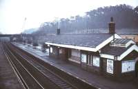 The station at Sandy, Bedfordshire, on the ECML, photographed in 1977.<br><br>[Ian Dinmore //1977]