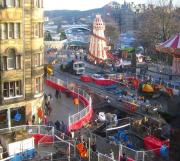 View over the east end of Princes Street towards Waverley station on 9 December 2011 with tram works shut down for the holiday period.<br><br>[F Furnevel 09/12/2011]