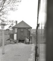 Token exchange apparatus in use at the south end of Kinbrace station in the summer of 1962. [With thanks to all who responded to this query]<br><br>[R Sillitto/A Renfrew Collection (Courtesy Bruce McCartney) /07/1962]