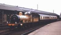 The preserved Jones Goods with the Caledonian Railway coaches at Inverness in the summer of 1965 as part of celebrations to mark the centenary of the formation of the Highland Railway.<br><br>[Frank Spaven Collection (Courtesy David Spaven) //1965]