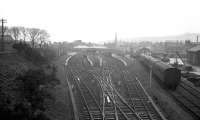 View over Largs station in March 1963 with the goods yard on the right.<br><br>[R Sillitto/A Renfrew Collection (Courtesy Bruce McCartney) 30/03/1963]