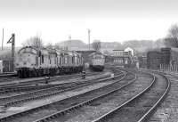 Class 37 and 31 locomotives stabled outside Buxton (LNWR) station on 17 February 1992.<br><br>[Bill Roberton 17/02/1992]