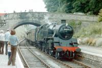 Scene on the Severn Valley Railway at Arley in July 1979. 80079 is arriving with a train for Bridgnorth.<br><br>[Colin Miller /07/1979]