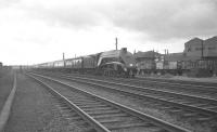The South & West Railway Society 'Granite City' special returning from Aberdeen to London on 4 September 1966. A4 Pacific no 60024 <I>'Kingfisher'</I> is approaching Haymarket station on the first leg of the journey and will shortly hand over to classmate no 60019 <I>'Bittern'</I> at Waverley. [With thanks to Alasdair Taylor and Jim Rafferty]<br><br>[K A Gray 04/09/1966]