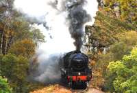 The noise can be heard for miles around as Black 5 no 44871 emerges from the first tunnel on the climb up Beasdale Bank on 13 October. The locomotive is at the head of <I>The Jacobite</I> on its way to Mallaig.<br>
<br><br>[John Gray //]