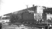 Bulleid 'Battle of Britain' Pacific no 34077 <I>603 Squadron</I> on turnaround time alongside Bournemouth Central. Date uncertain but possibly taken in August 1961.<br><br>[K A Gray //]