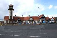 A view across the parking area for the car ferry at Wemyss Bay railway Station on 29 May 2011.<br><br>[John McIntyre 29/05/2011]