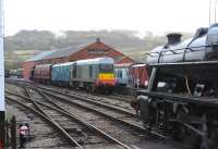 Stanier 8F 2-8-0 no 45160 at Winchcombe on 29 December 2011. The line up alongside the GWR Carriage & Wagon Works includes D8137, E6036 and D2182.<br><br>[Peter Todd 29/12/2011]