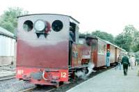 No 12 <I>Joan</I> arrives at Llanfair Caereinion from Welshpool in July 1979. <br><br>[Colin Miller /07/1979]