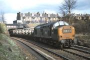 EE Type 3 No. 6858 brings the 16.27 Millerhill - Carlisle under Mayfield Road, just west of Newington station on 17 April 1970. The train will use the Sub as far as Craiglockhart Junction where it will take the spur  to Slateford  Junction and the ex CR route to Carstairs. <br><br>[Bill Jamieson 17/04/1970]