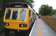 Weardale Railway two-car diesel unit no 141103 waits at Bishop Auckland West before returning to Stanhope in 2010 [see recent news item]. <br><br>[Brian Taylor //2010]