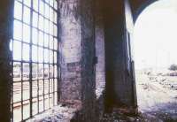 Inside looking out. View from the old locomotive shed at Ennis in July 1988.<br><br>[Ian Dinmore 12/07/1988]