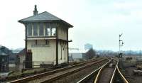 Approximately midway along the south-western side of the Whifflet North Jn. / Langloan West Jn. / Coatbridge Jn. triangle was Rosehall Junction which gave access to the CR's Airdrie branch via Whifflet Upper [see image 32680]. This view, on Sunday 7 March 1971, looks northwest-ish towards Langloan West Junction - the box <br>
there can just be discerned to the right of the tower block.<br><br>[Bill Jamieson 07/03/1971]