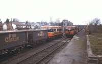 CIE freights crossing at Clonmel, South Tipperary, in April 1996. <br><br>[Ian Dinmore 11/04/1996]