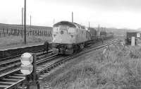 A class 26 waits to head south from Dalwhinnie with a works train on 15 October 1978.<br><br>[Bill Roberton 15/10/1978]