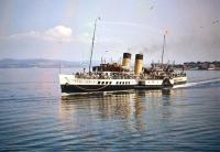 The paddle steamer <I>Waverley</I> approaching Gourock in August 1957.<br><br>[A Snapper (Courtesy Bruce McCartney) 02/08/1957]