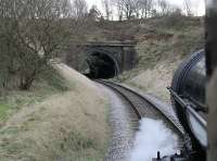 <I>Mendips Moment</I>. As former Bristol Barrow Road engine 43924 lifted five coaches towards the short Mytholmes Tunnel it was easy to imagine she was back on the Somerset and Dorset Joint line again. On other KWVR engines this would be a driver's view but the Midland 4F is right hand drive. <br><br>[Mark Bartlett 07/01/2012]