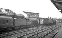 St Margarets V2 no 60816 has just drawn to a halt at Carlisle platform 4 on 10 July 1965 with the 9.50am Edinburgh Waverley - Leeds City. Kingmoor Black 5 no 45126 stands on the centre road.<br><br>[K A Gray 10/07/1965]