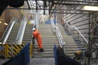 Waverley Steps (and escalators) taking shape on 17 January 2012, with the Balmoral Hotel on the right. <br><br>[Bill Roberton 17/01/2012]