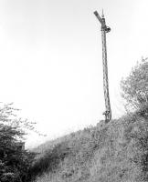 Confused lower quadrant signal on the closed private line between Lingerwood and Lady Victoria Collieries, Newtongrange, in 1974.<br><br>[Bill Roberton //1974]