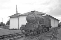 Gresley V3 2-6-2T no 67668 stands at Dalkeith on 25 August 1962. The locomotive had arrived with the SLS (Scottish Area) <I>Edinburgh and Dalkeith Railtour</I> from Waverley.<br><br>[R Sillitto/A Renfrew Collection (Courtesy Bruce McCartney) 25/08/1962]