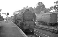 Tweedmouth's A1 Pacific no 60137 <I>Redgauntlet</I> at Berwick in September 1962.  On the far left is 78049, recently arrived with a train from St Boswells. In the bay is a horse box, once a common sight on the railways. Typically they were equipped to carry up to 3 horses, a groom, fodder and racing tack, with a compartment for the groom complete with bunk and toilet facilities.  <br><br>[R Sillitto/A Renfrew Collection (Courtesy Bruce McCartney) 10/09/1962]