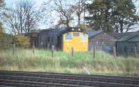 25227 shunting the GNSR yard at Elgin on 30 October 1978. What lay behind the bushes, I never found out!<br><br>[Peter Todd 30/10/1978]