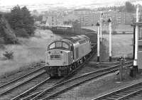 40 181 with a Tinsley - Carlisle freight passing Shipley (Bingley Junction) on a September Saturday morning in 1974. It's not clear why coke was being taken northwards as potential major users such as Moss Bay and Ravenscraig steelworks possessed their own coking facilities. Perhaps one of these was decommissioned for maintenance work at this particular time.<br><br>[Bill Jamieson 21/09/1974]