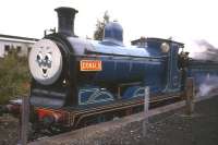 The Strathspey Railway's Caledonian 0-6-0 no 828 masquerading as <I>Donald the Tank Engine</I> at Aviemore on 26th September 1993.<br><br>[Frank Spaven Collection (Courtesy David Spaven) 26/09/1993]