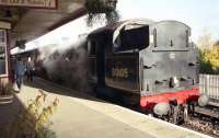 BR Standard Class 4 2-6-4T no 80105 has just arrived at Aviemore station with a train from Broomhill on the Strathspey Railway on 30 October 2004.<br><br>[John McIntyre 30/10/2004]