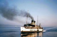 The ex-LNER paddle steamer 'Waverley' off Dunoon in September 1955, with the light beacon on the Gantock rocks in the background. (A location with which she would become all too familiar in 1977.)<br><br>[A Snapper (Courtesy Bruce McCartney) 07/09/1955]