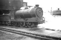 J37 0-6-0 no 64553 blowing off steam at Bathgate shed shortly before its March 1962 withdrawal from service.<br><br>[Frank Spaven Collection (Courtesy David Spaven) //1962]