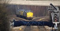 A Network Rail Inspection Train, made up of a single coach sandwiched between 37059 and 37218, approaches Inverkeithing Central Junction on 6 February 2012.<br><br>[Bill Roberton 06/02/2012]