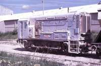 Former BR Class 08 08054, seen at Swinden Limeworks in 1981 when it was a fairly new arrival and therefore had only a thin layer of dust on its paintwork. 08054 replaced Bulleid Class 12 15231 [See image 23691] and worked alongside LMS Class 11 shunter 12083 until that too was retired. It was eventually joined by the newly built 6w-6wDH shunter <I>Cracoe</I> in the 1990s and has since passed into preservation at Embsay.<br><br>[Mark Bartlett /05/1981]