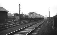 A Swindon Cross Country unit stabled alongside Aberdeen Ferryhill MPD in January 1973 between turns on Aberdeen - Inverness services. The former coaling bank is to the right and the main line is in the background.<br><br>[John McIntyre /01/1973]