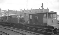 Upperby shed's 'Jinty' 0-6-0T no 47667 at Crown Street goods depot, Carlisle. The photograph is thought to have been taken on 6 April 1963. Crown Street was officially closed by BR in 1966 [see image 24608]. <br><br>[K A Gray 06/04/1963]