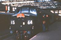 Crew change at Carlisle on 18th August 1961 as Leeds based 'Peak' D19 waits to haul <I>'The Waverley'</I> north to Edinburgh.<br><br>[Frank Spaven Collection (Courtesy David Spaven) 18/08/1961]