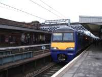 Northern Rail former First ScotRail North Berwick route EMU 322484 calls at Wakefield Westgate on 22 February forming the 08.32 Leeds - Doncaster stopping service.<br><br>[David Pesterfield 22/02/2012]