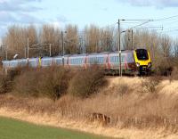 A southbound CrossCountry service photographed near Belford, Northumberland, on 19 February 2012.<br><br>[John Steven 19/02/2012]