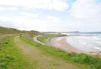 Trackbed of the Banff branch, just before Golf Club House Halt, looking towards Tillynaught in May 2010. Around 46 years too late to alight for the beautiful sands of Banff links! [See image 56144]<br><br>[Brian Taylor 03/05/2010]