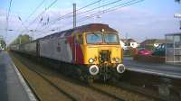 Virgin 'Thunderbird' no 57304 <I>Gordon Tracy</I> arrives at Barassie on 3 February 2012. It will run round in the reversing siding before continuing on its journey along the branch to Kilmarnock.<br><br>[Ken Browne 03/02/2012]