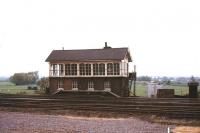 The signal box at Sandy, Bedfordshire, on the ECML in 1974.<br><br>[Ian Dinmore 03/03/1974]