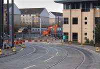 View down Haymarket Yards towards the E & G main line on 6 March 2012, with a CrossCountry Voyager passing.<br><br>[Bill Roberton 06/03/2012]