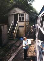 Replenishing the water supply at Largin signal box between Liskeard and Bodmin Parkway in June 1984.<br><br>[Ian Dinmore /06/1984]