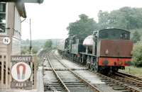 Scene at Bewdley on the Severn Valley Railway in 1979 with a saddle tank sporting a Class A headcode! <br><br>[Colin Miller //1979]