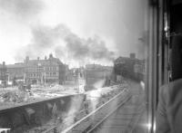 The RCTS <I> 'End of Steam Commemorative Railtour'</I> of 4 August 1968 just north of Oldham Mumps station. Locomotives 48476+73069 handled this section of the tour between Manchester Victoria and Blackburn. The building on the left is facing onto Walshaw place just to the north of the station alongside what is now a much changed scene [see image 46432].<br><br>[K A Gray 04/08/1968]