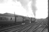 The 10.35am Glasgow Central - Blackpool Central leaves Carlisle on 4 July 1964 behind Black 5 44971 and Britannia 70011 <I>Hotspur</I>.<br><br>[K A Gray 04/07/1964]