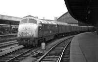 Warship class No. 845 <I>'Sprightly'</I> was certainly looking the part when photographed on a westbound parcels train at Bristol Temple Meads in March 1970, but would nonetheless suffer withdrawal a mere seventeen months later.<br><br>[Bill Jamieson 14/03/1970]