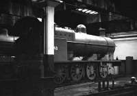 G2 0-8-0 no 49448 stored in the roundhouse at Leicester Midland shed on 1 November 1969 with class O4 no 63601 standing in the background. (Note this is actually the preserved 49395 masquerading as 49448 on this occasion].   [With thanks to Vic Smith])<br><br>[Bill Jamieson 01/11/1969]